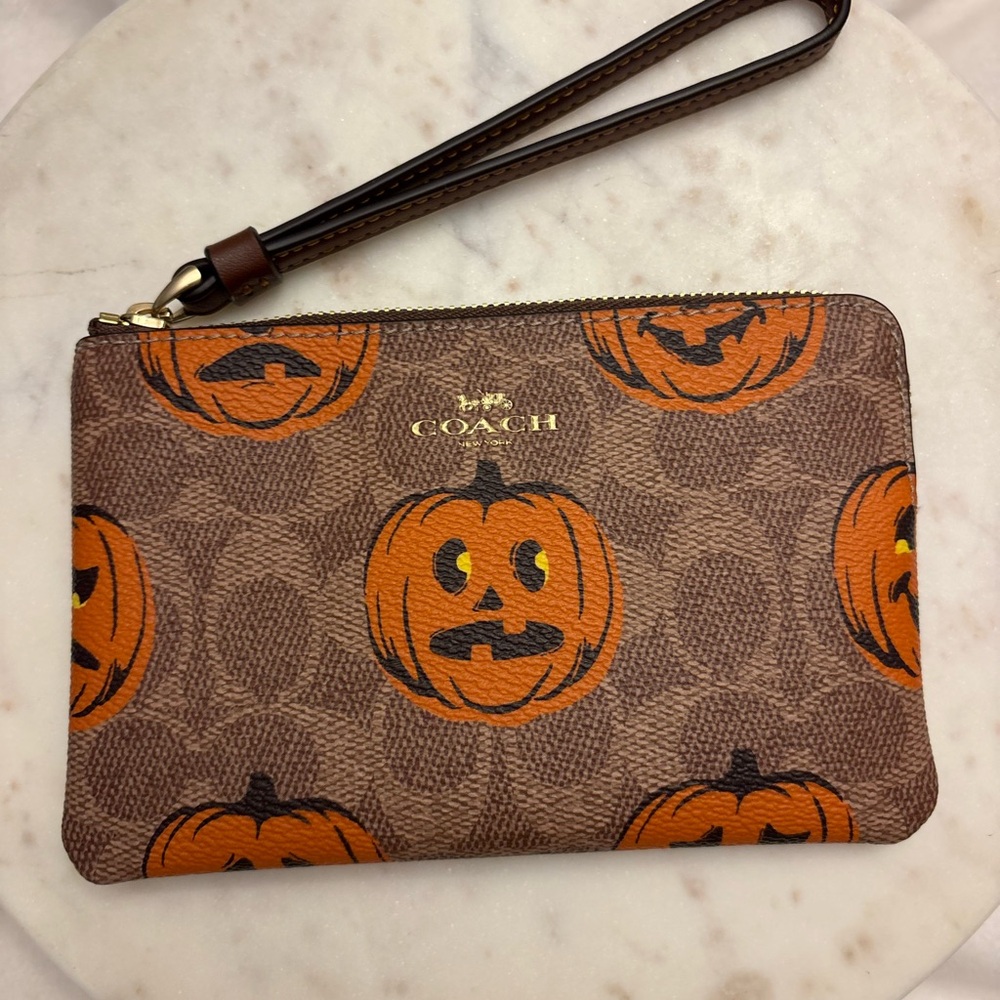 Coach Halloween Pumpkin Wristlet